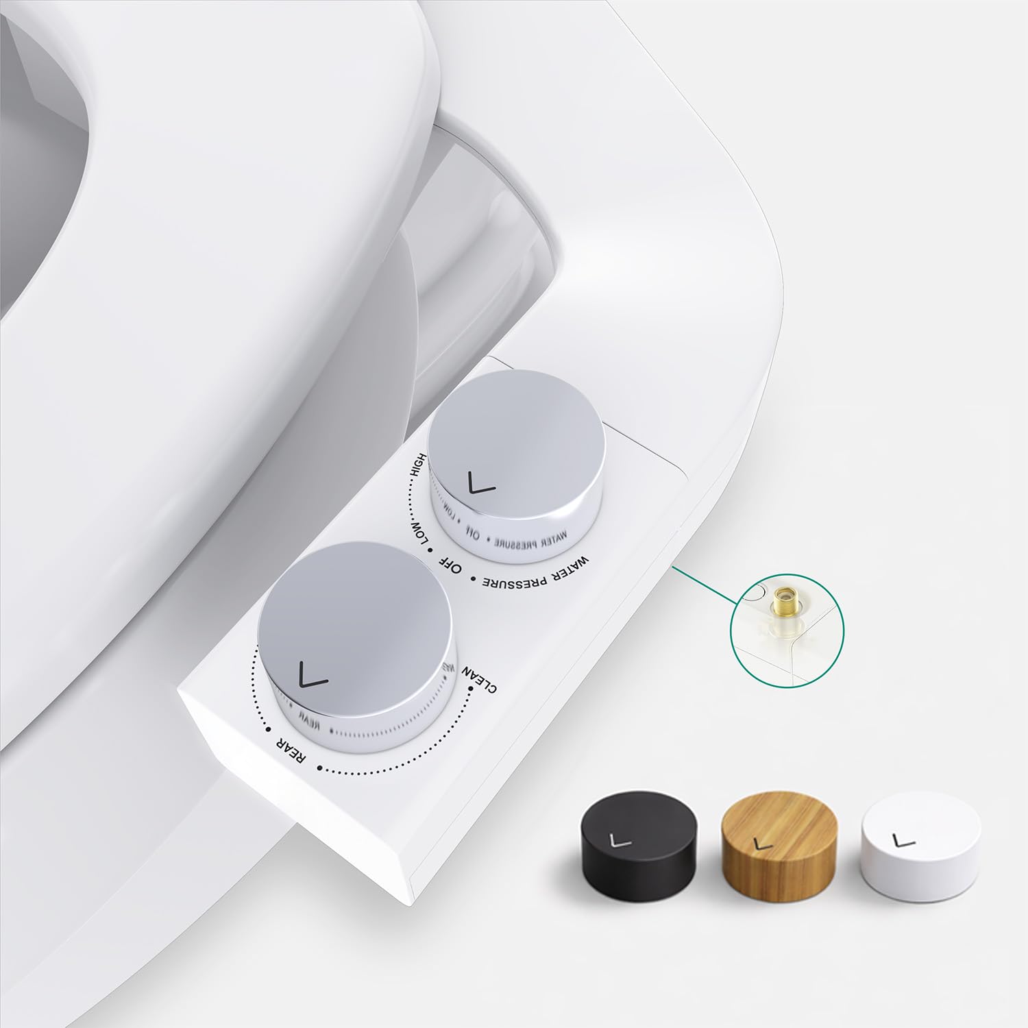 BIDETbidet Links/Rechts Reversible Süßwasser Deluxe Ultra-Slim WC-Aufsatz Austauschbarer Knauf Set Nicht Elektrisch Mit Düsen Scharnierdesign Einfache Installation Passend Für Die Meisten Toiletten