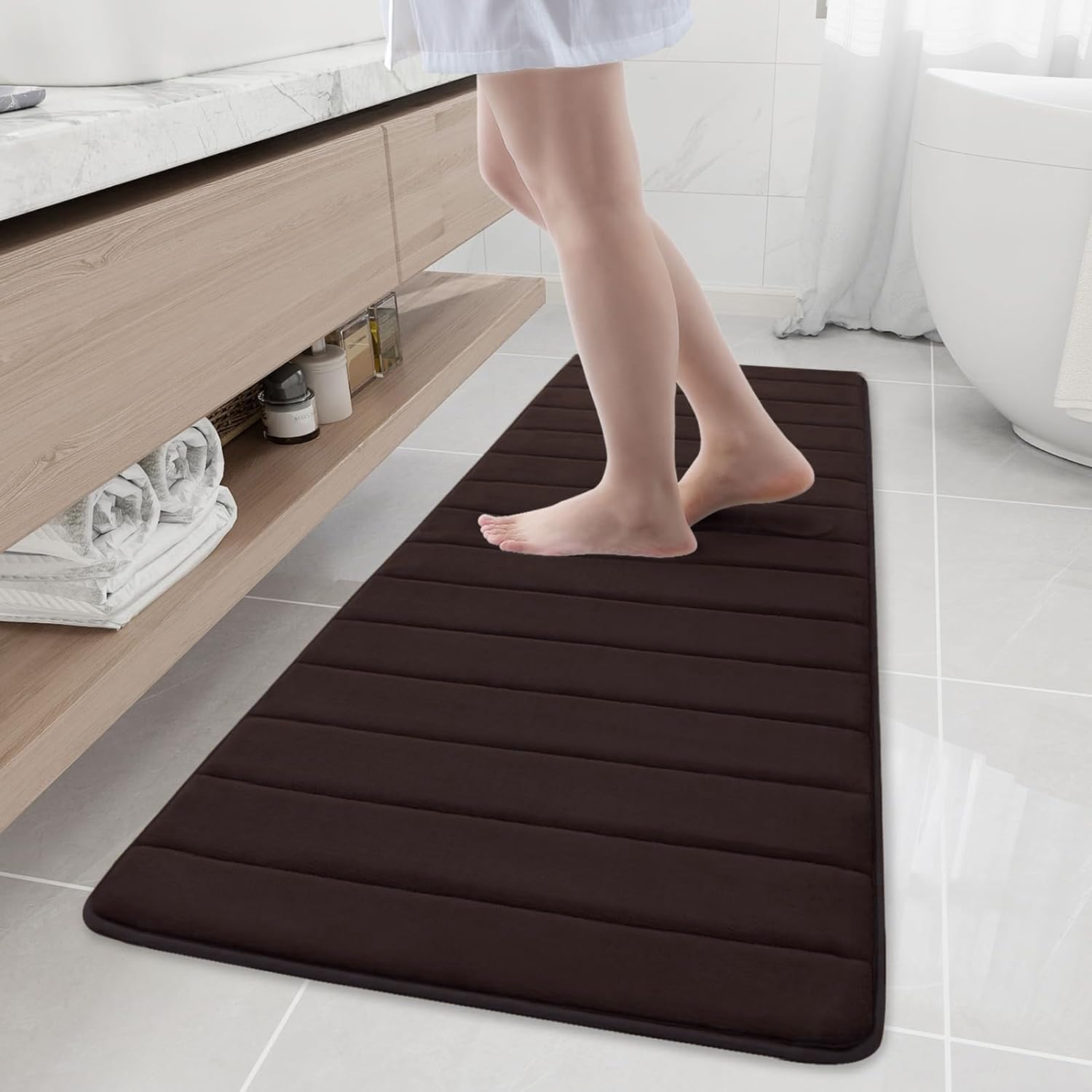 Buganda Memory Foam Bath Mat, 59" x 20", Ultra Soft and Non-Slip Bathroom Rugs, Water Absorbent and Machine Washable Bath Rug Runner for Bathroom,