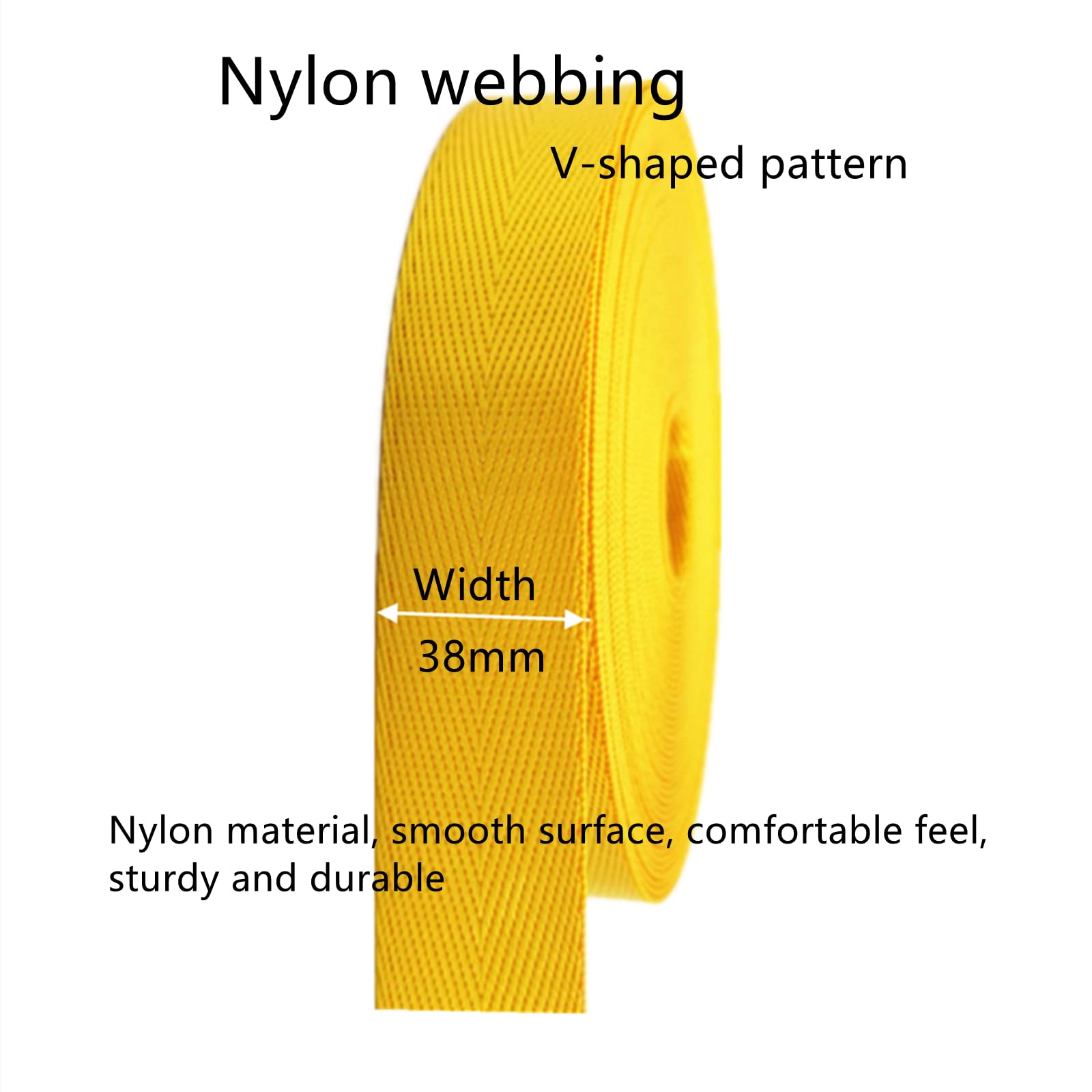 Nylon-Gurtband Nylon-Gurtband, Fischgräten-Gurtband for Taschengurte, Gepäck- und Frachtumreifung, 38 mm x 5 10 oder 20 Yard(Black,38MM x 20 Yards)