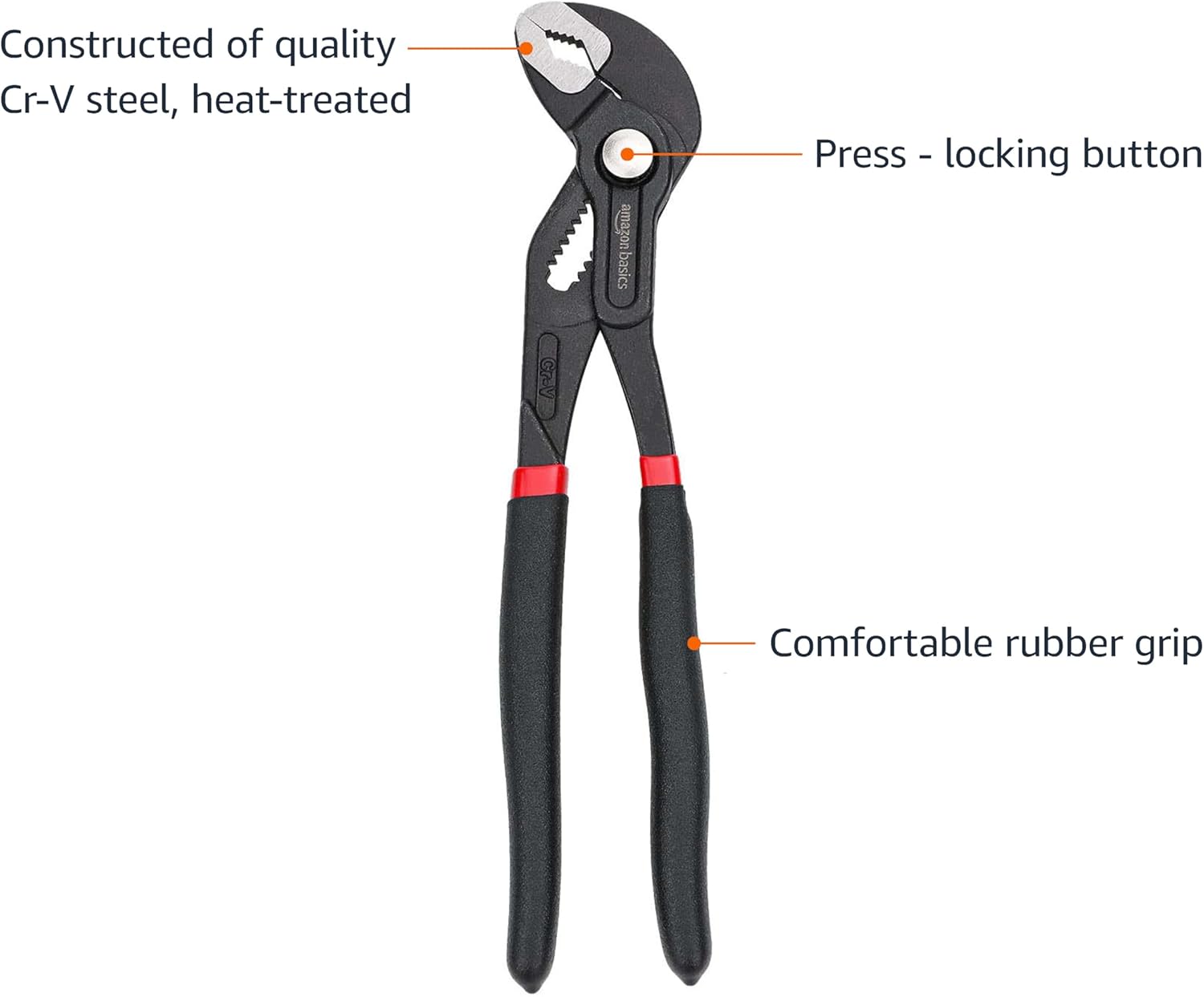 Amazon Basics 3-Piece Quick Release Groove Joint Pliers Set, Drop Forged Chrome Vanadium Steel, Includes 7-inch,10-inch, and 12-inch, Black 5 Amazon Basics 3-Piece Quick Release Groove Joint Pliers Set, Drop Forged Chrome Vanadium Steel, Includes 7-inch,10-inch, and 12-inch, Black