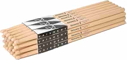 Bacchette Per Batteria Vaisoeny - 12 Paia Legno Acero 2B, Lunghezza 41 Cm, Per Adulti E Bambini - Foto 4