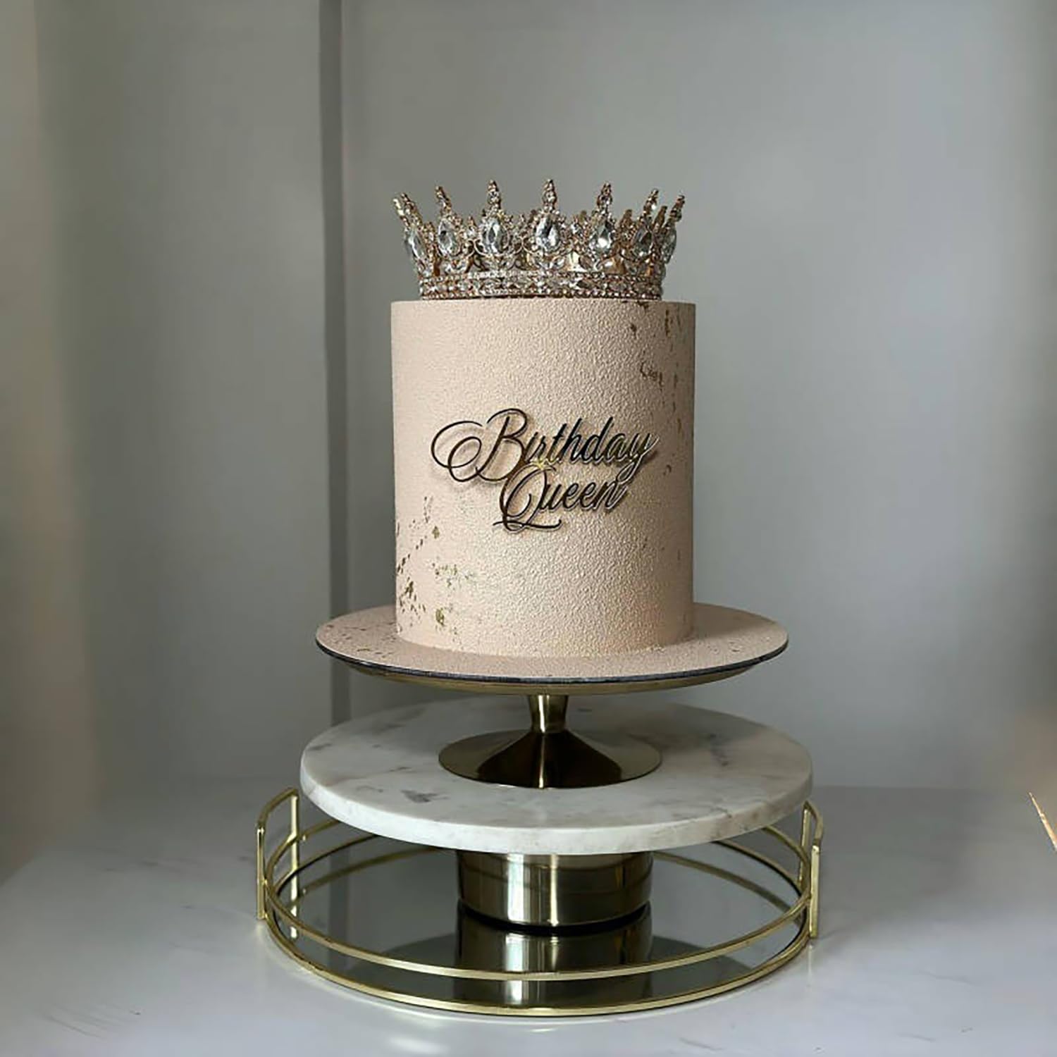 Topper per torta in acrilico, con scritta Happy Birthday, rotonda, con cuori, per cupcake, dessert, feste di compleanno, torte, dessert, pasticcini, colore nero a specchio