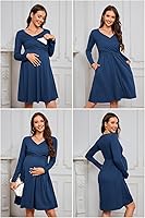 Vista 4 de OUGES Vestidos de maternidad con cuello en V para mujer, vestido de lactancia materna, baby shower