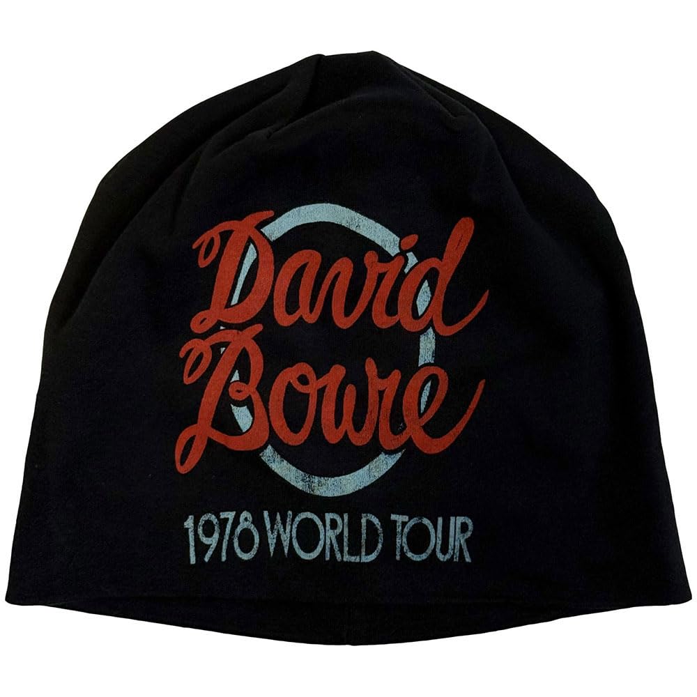 David Bowie Unisex Adult 1978 World Tour Logo Beanie (One Size) (Black)