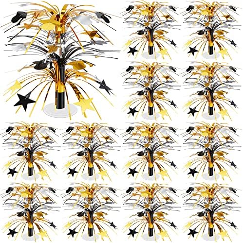 12 Pcs Graduation Cascade Centerpiece 9'' Graduation Party Centerpieces for Tables 2023 Graduation Tables Decorations for School College Party Supplies(Black Gold Silver, Graduation)