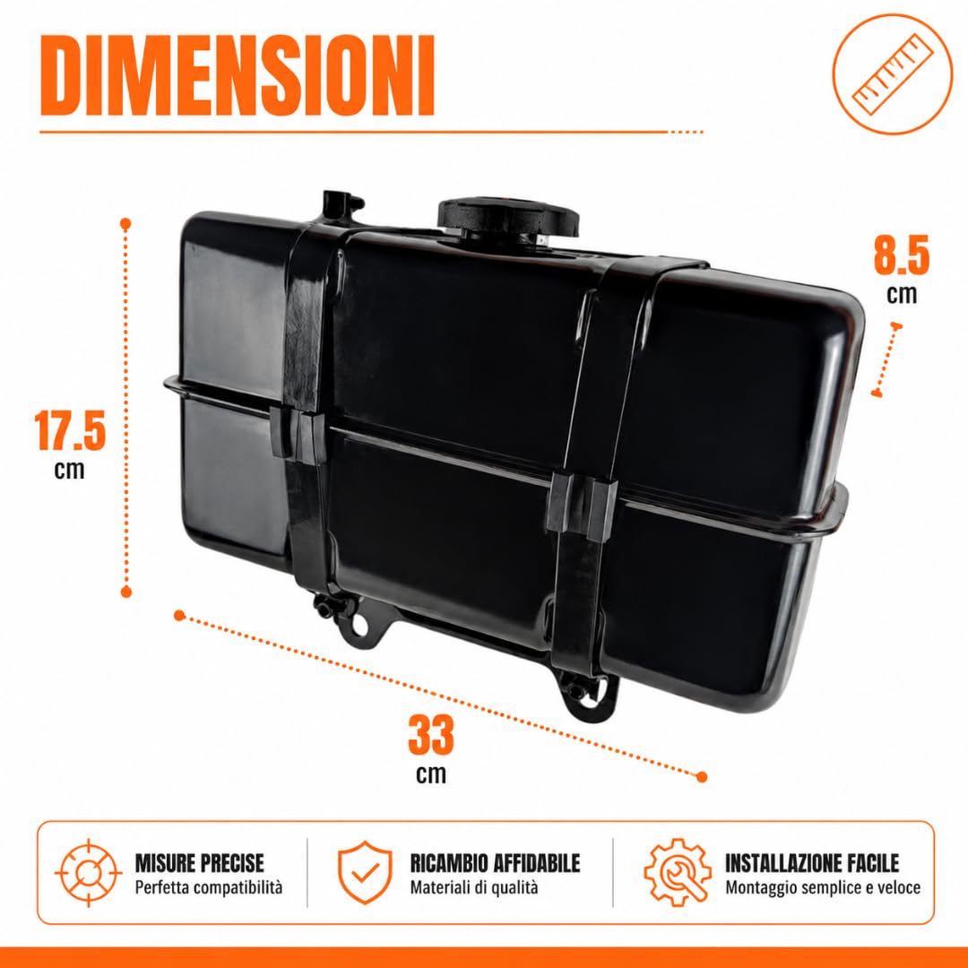 Generico Kit Serbatoio Completo + Supporto Filtro Nafta + Tasselli Serbatoio + Tubo Collegamento compatibile per motori Lombardini Diesel 6LD360 6LD400 6LD435 LDA520 per motozappa e motocoltivatore