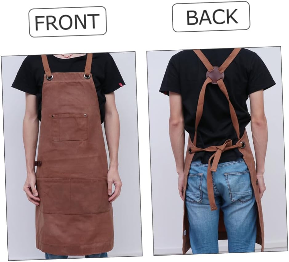 Waxed Canvas Work Apron with Pockets Water Resistant Tool Apron for Men and Women Carpenters Gardeners Mechanics Workshop Craftsmen