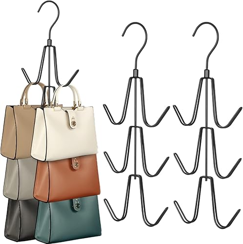 TOPIA HANGER Organizador para colgar bolsos para armario, paquete de 2 organizadores de bolsos, ganchos de metal para bolsos, estante para bolsos,