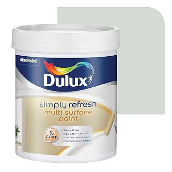 Dulux Simply Refresh SHADE OF NEUTRALS DIY Multi Surface Paint Washable Coat, Low Drip Splatter with Soft Sheen Finish for Wall, Wood & Metal Surfaces - 1 L (Chelsea Fog)