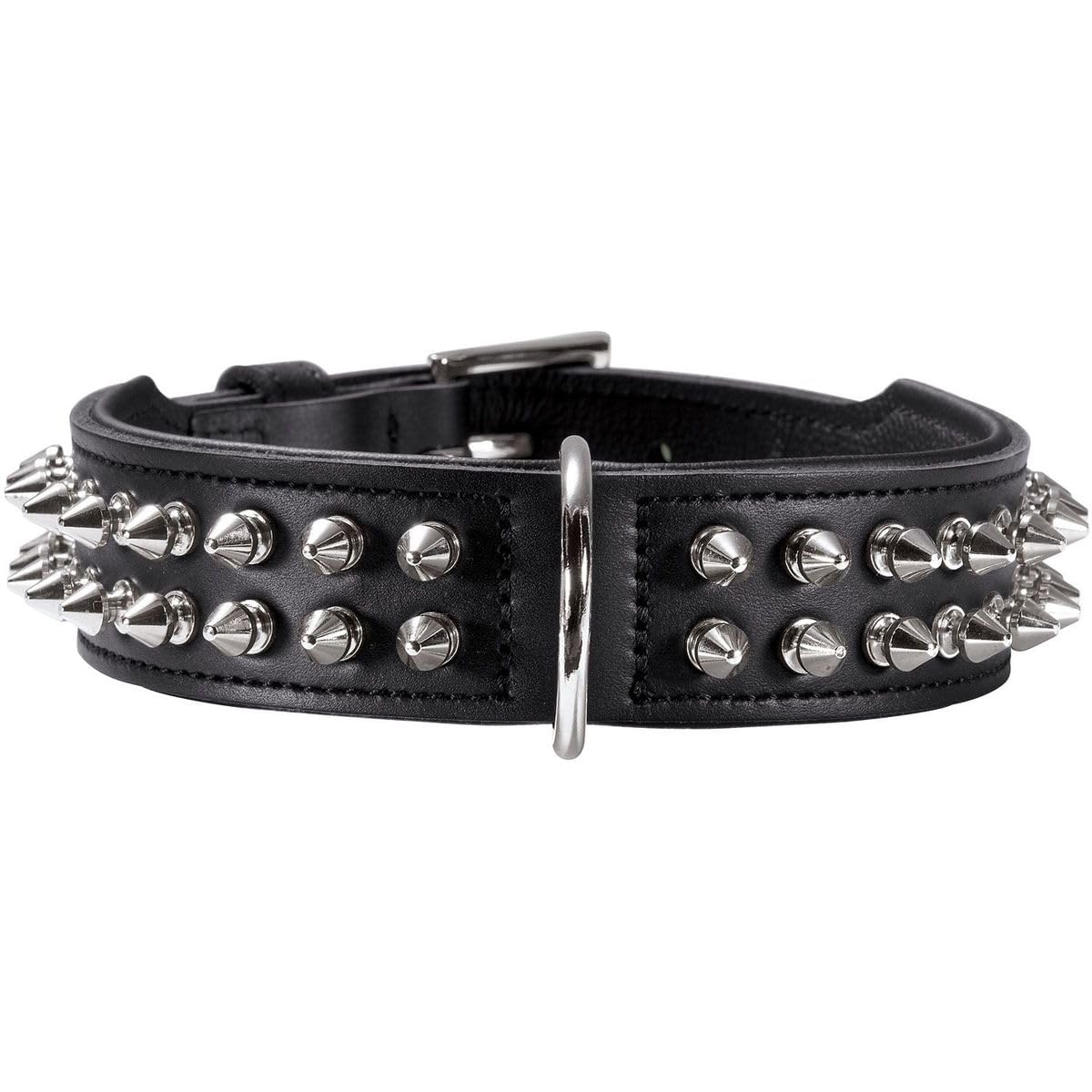 HUNTER Rambo Genuine Cow Leather Collar, 60/47 x 54 cm, Small, Black/Nappa Black