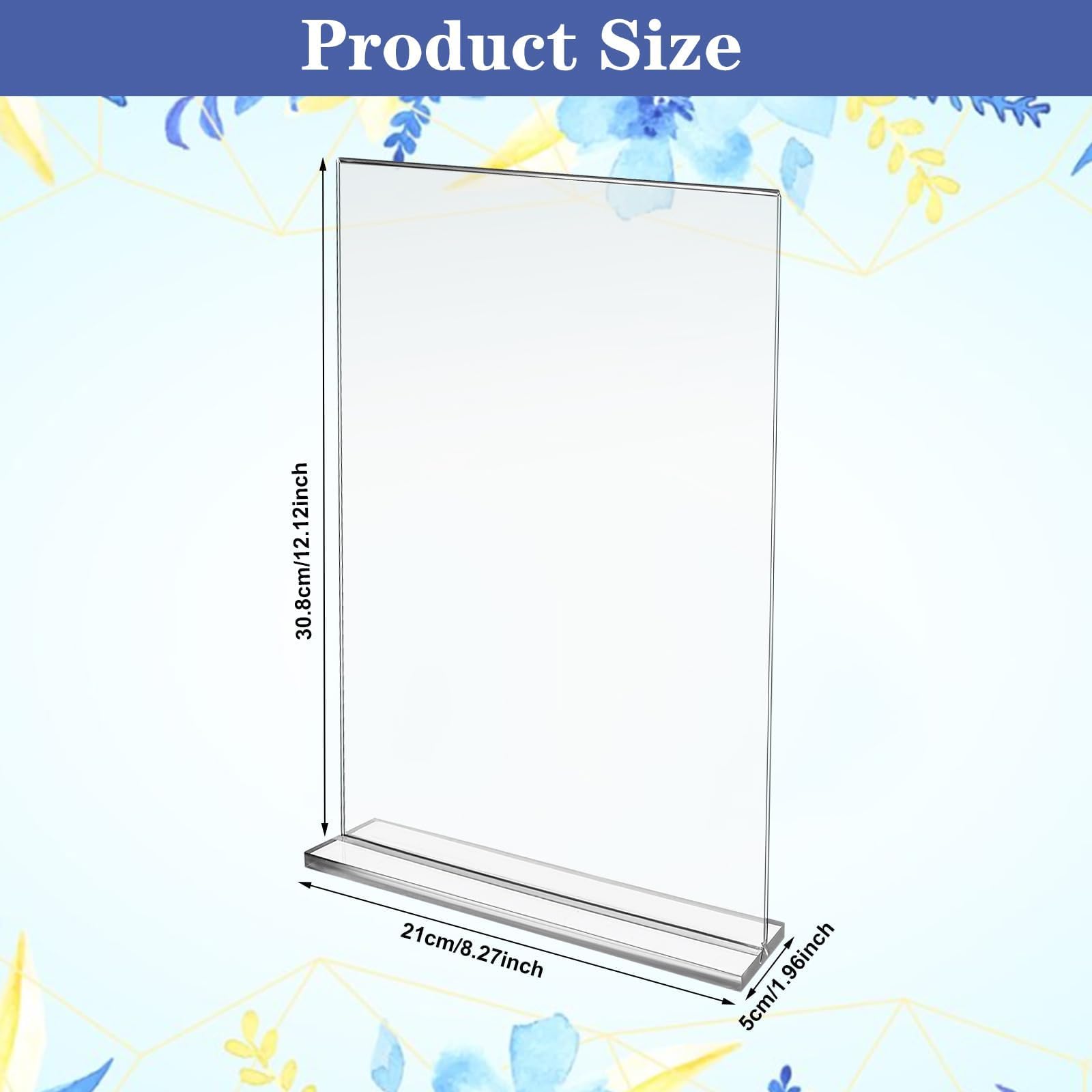 12 soportes acrílicos A4 transparentes para carteles, letreros de fotos, folleto vertical de doble cara, soporte transparente para folleto de menú para oficina, escritorio, restaurante, 8 x 12