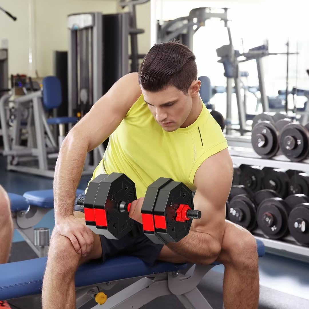 Set Manubri Regolabili 10/15 Kg - Ottagonali - 2 In 1 Manubri E Bilancieri - Per Allenamento Casa Palestra - Foto 10