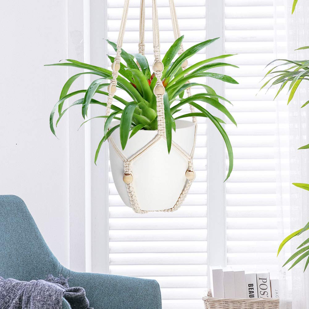 Omnikryp Makramee Blumenampel 3er Set - Boho Hängeampeln Aus Baumwolle | Für Pflanzen Innen & Außen