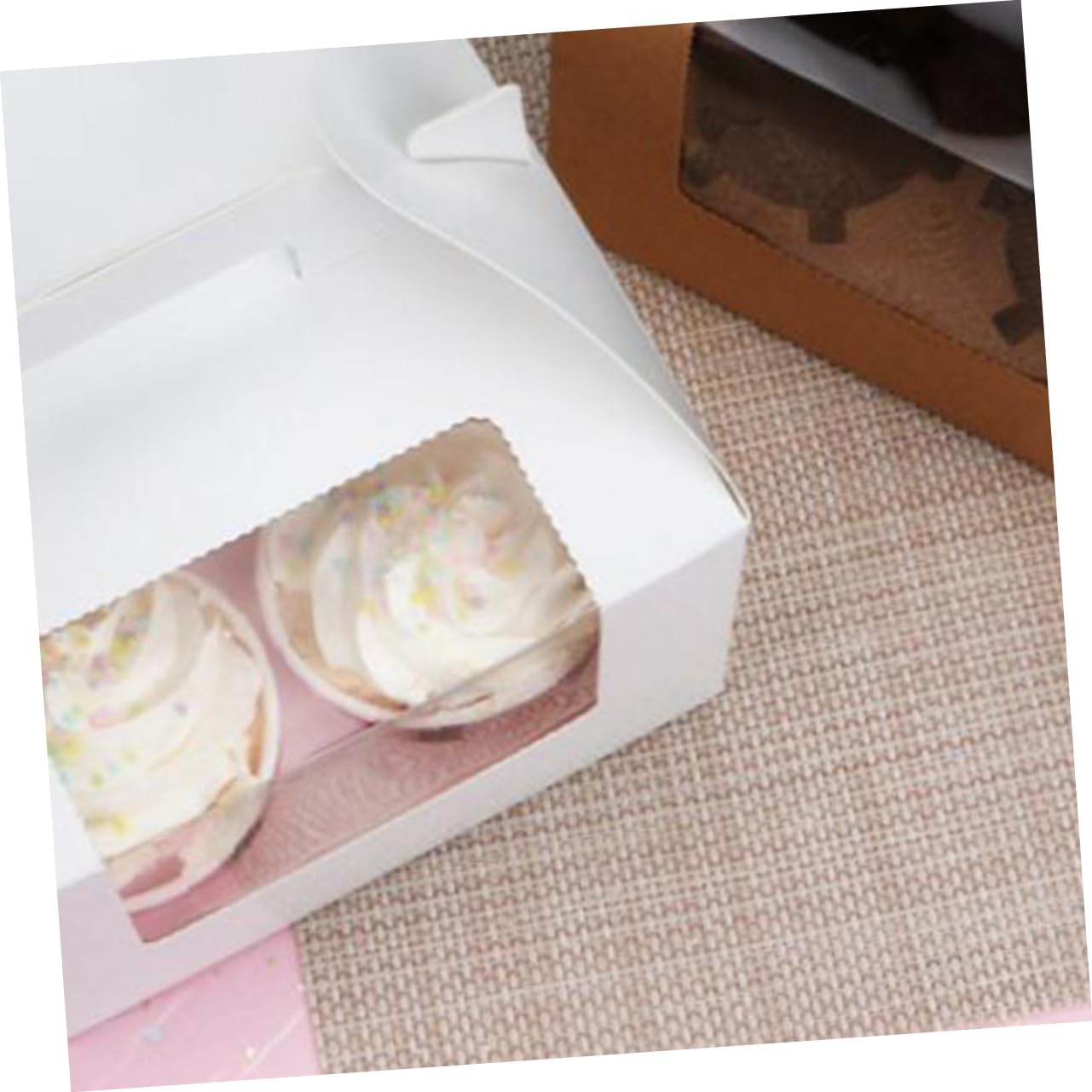 10pcs 4 Windowed Cupcake Boxes Cupcake Liners Cupcake Containers Cup Cake Holders with Lid Cupcake Stand Cake Carriers Cupcake Cake Storage Cupcake Boxes with Handles White/463