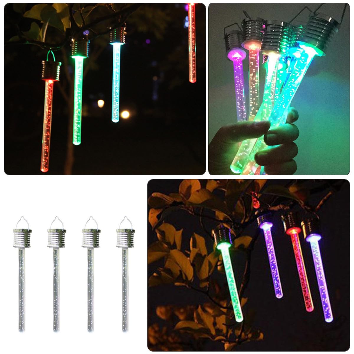 Ciieeo Luci Solari da Esterno in Acrilico 4 Pezzi Lampade Sospensione Impermeabili Design Chic per Giardino e Spazi Outdoor