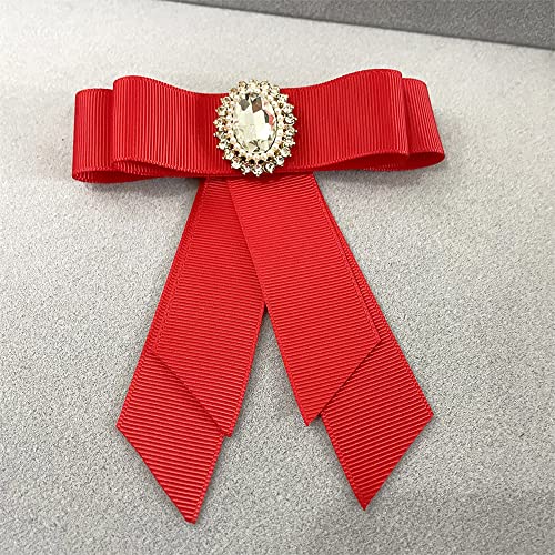 Image of Crystal Big Bowknot Ribbon Pre-tied Bow Neck Tie Brooch Lapel Pins for Women Girls Elegant Pearl Oval CZ Suit Shirt Collar Tie Corsage Accessories Clothes Jewelry Party Banquet Birthday Gifts