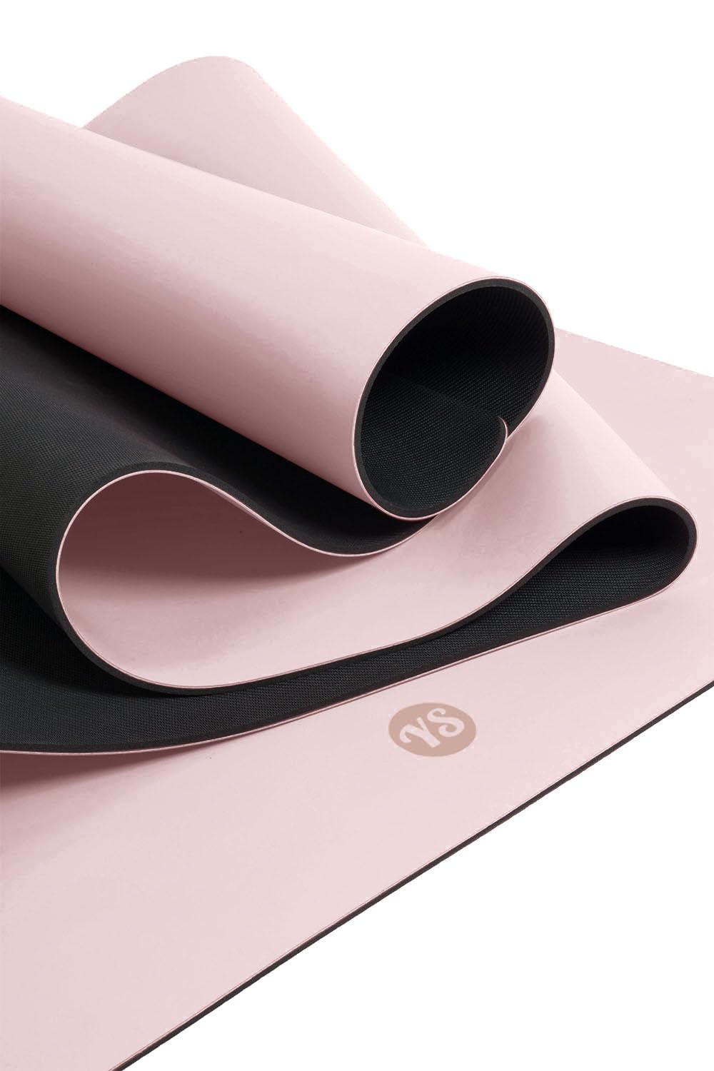 Yoga Studio The Grip Mat - 61cm x 183cm Yoga Mat with Non-Slip Base, Moisture-Absorbing 4mm Thick Latex-Free Travel Mat Roll (Blush)