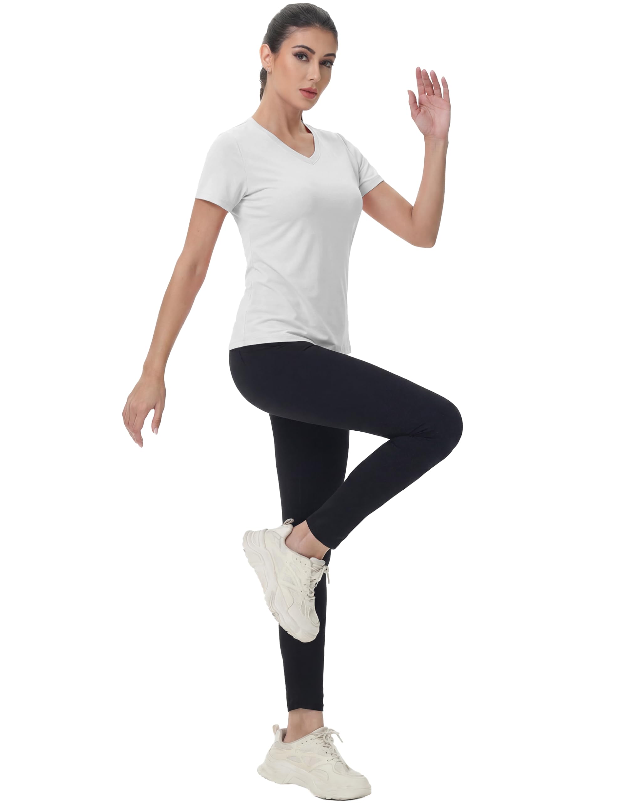 MAGCOMSEN Camisetas Deportivas para Mujer de Manga Corta UPF 50+ V Cuello Transpirable Secado Rápido Top