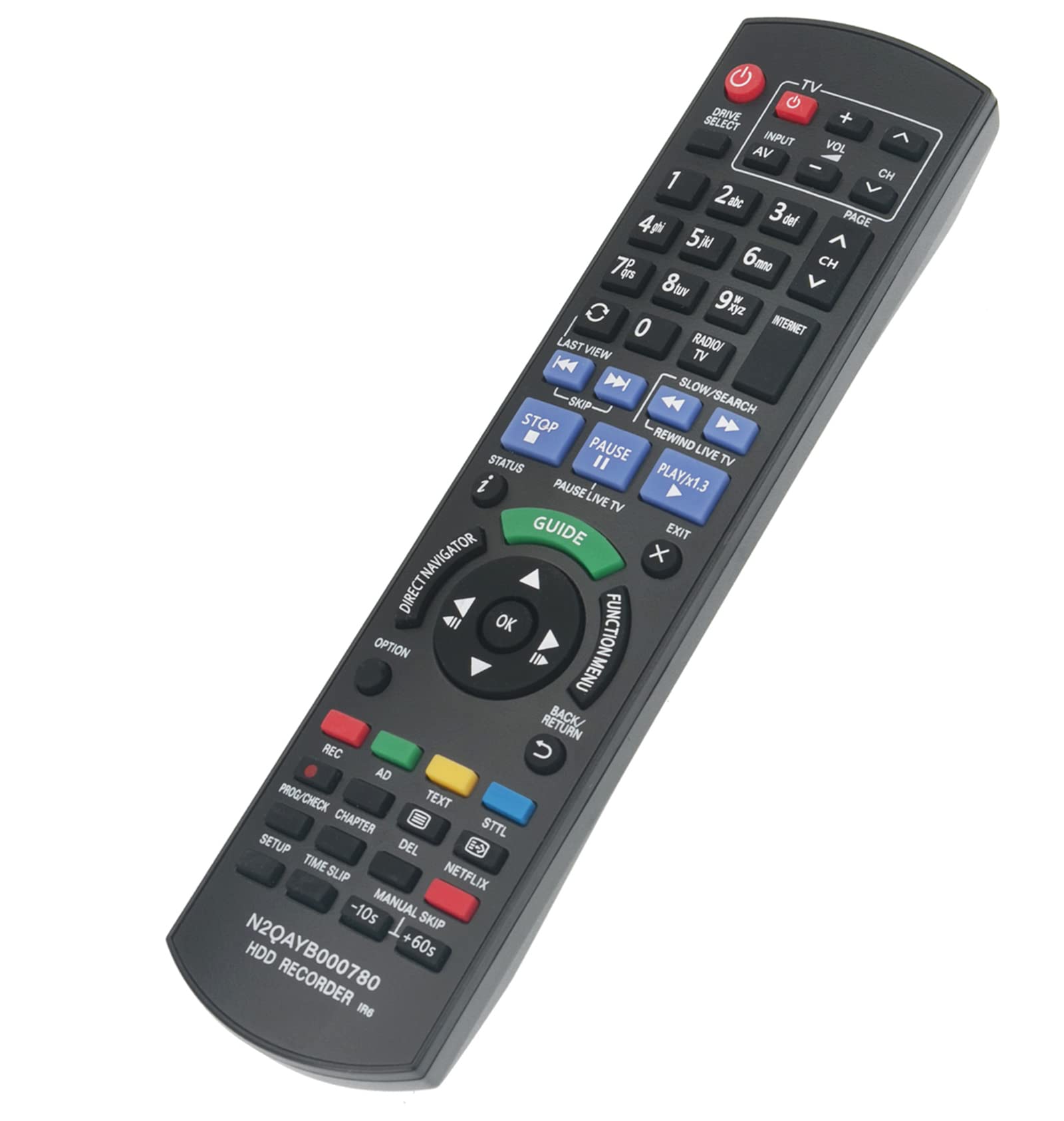 Replacement Remote Control Fit for Panasonic Blu-ray Disc Player HDD Recorder N2QAYB000764 DMR-HWT130 N2QAYB000780 DMR-HW220 N2QAYB000764 DMR-HW120 N2QAYB000780
