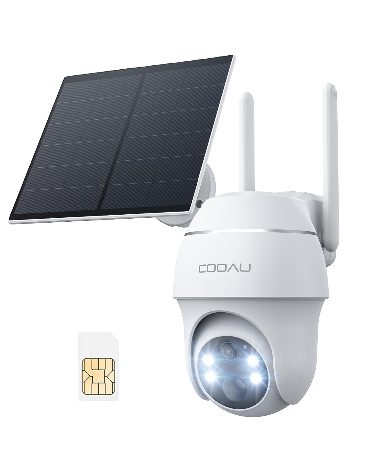 COOAU 4G LTE Cámara Vigilancia Exterior con Sim, 2K 3MP QHD Camara 4G Solar sin Cable con Batería, PTZ 355°/90°, Visión Nocturna, PIR Detección de Movimiento, Audio de Dos Vías, Tarjeta SIM
