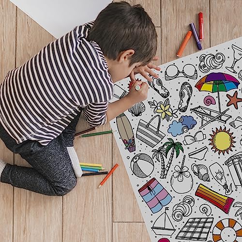 PACKLIST® Affiche XXL à Colorier - Vive l'été ! Activités pour Enfants pour des Heures d'amusement garanties - Ils adoreront colorier Cette activité...