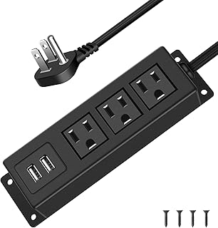 JUNNUJ Thin Flat Plug Power Strip 3 Outlet, Wall Mount Outlet 1200J Surge Protector Slim Outlet Wall Plug with 2 USB Ports, Charging Socket with 45 Degrees Right Angle Ultra Plug Thin Cord 5ft