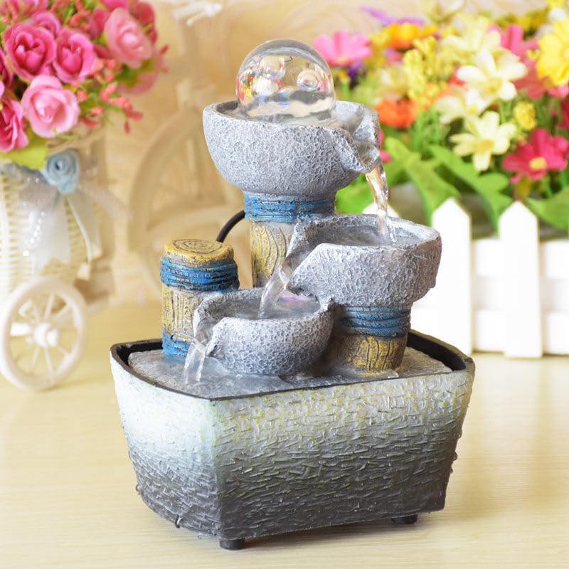 AIRAWT Ornamental Fountains – 3-Tier Relaxation Waterfall with Rolling Ball, Portable Feng Shui Decor for Home, Office, or Meditation Space