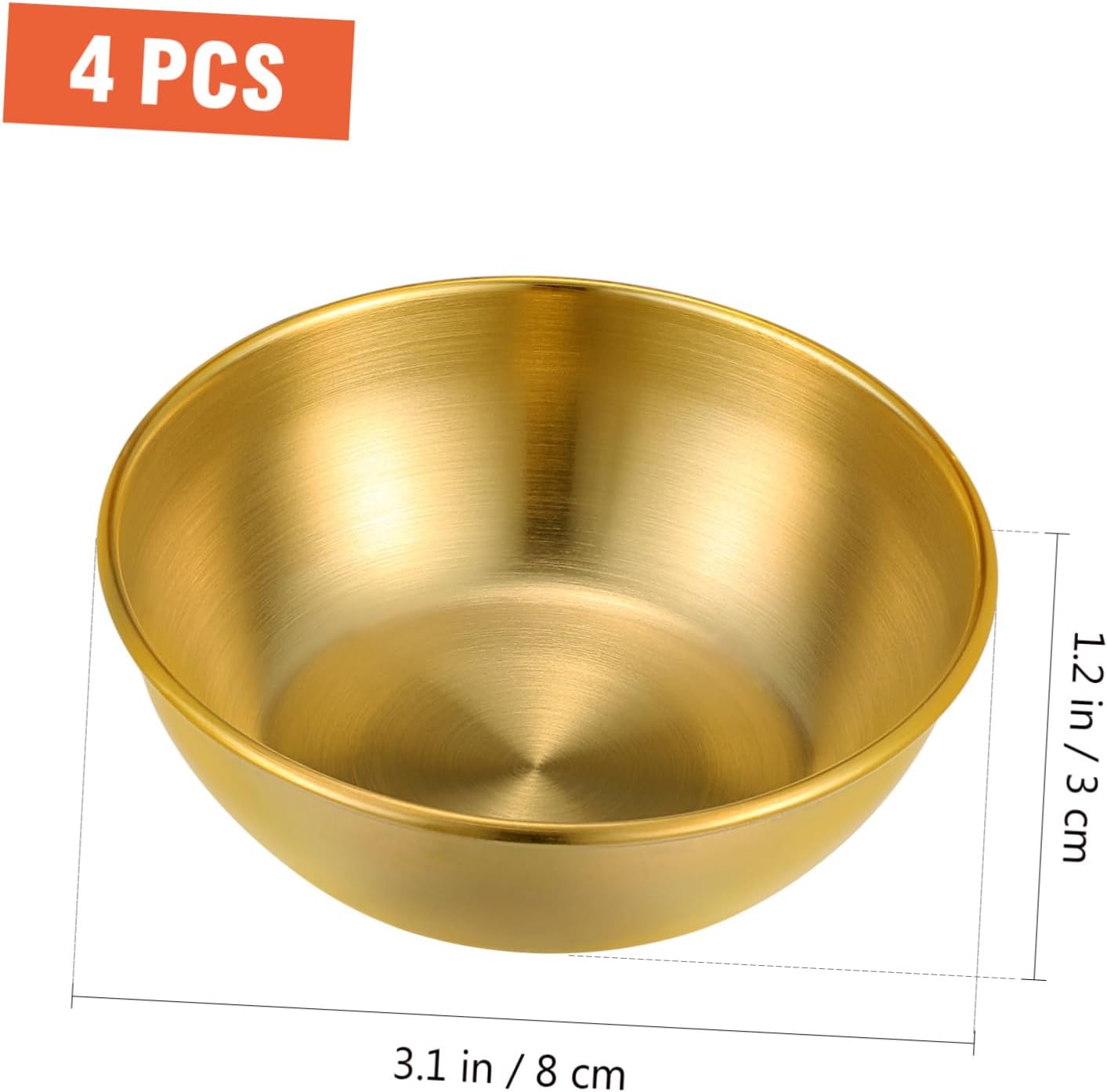 Hemoton 4pcs Stainless Steel Dip Bowls Round Seasoning Dishes Sushi Dipping Bowl Saucers Bowl Mini Appetizer Plates Seasoning Dish Saucer Plates Gold