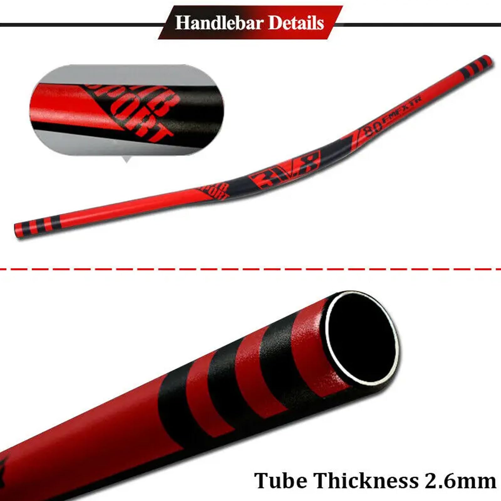 YLME Manubrio per Mountain Bike, Manubrio MTB in Lega di Alluminio da 31,8 Mm, Manubrio per Bicicletta A Forma di Rondine per Ciclismo su Strada di Montagna BMX