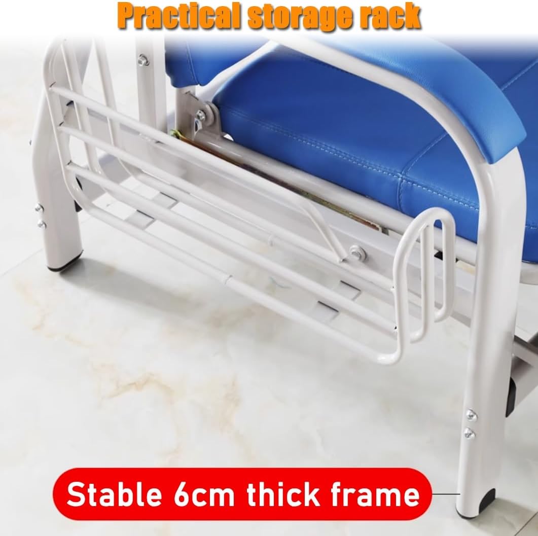 YVYKFZD Phlebotomy Chair Single Infusion Chair, Leather Medical Chairs with Arms and IV Pole Stand, Adjustable Waiting Room Chairs Reception Seating, for Lobby Clinics(Sky Blue)