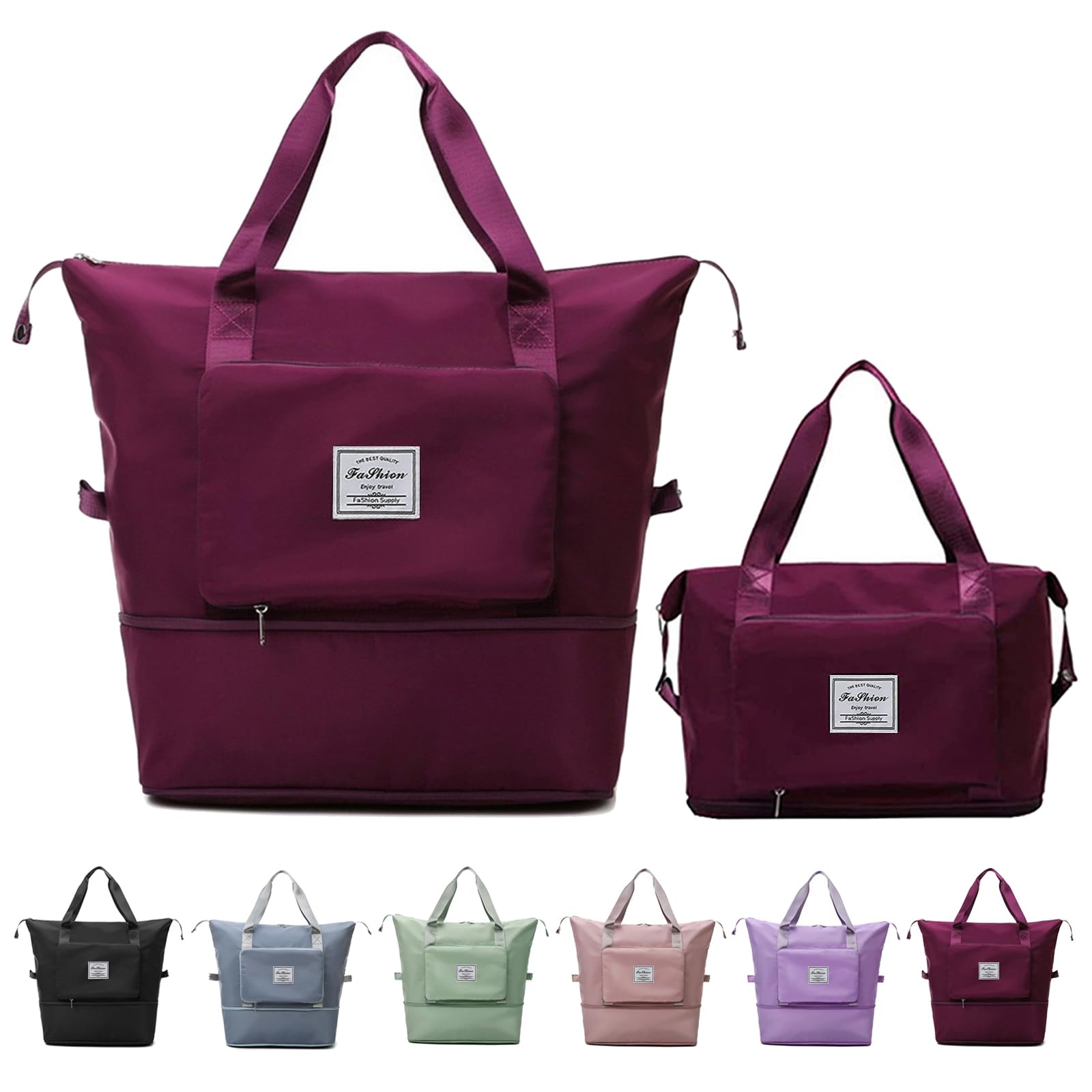 Large Capacity Travel Bag, Foldable Travel Bag, Expandable Travel Duffel Bag, Collapsible Waterproof Large Capacity Travel Handbag, Overnight Bag for Women and Man