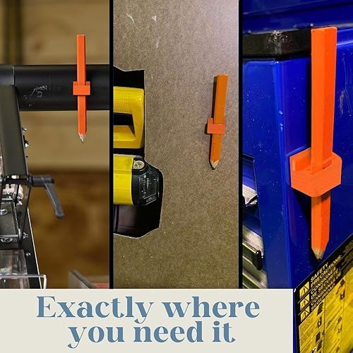 Miniatura 4 de Pencil Keep - Paquete de 6 portalápices de carpintero - Soporte para lápices se monta en cualquier lugar que los necesites, soporte para lápices de