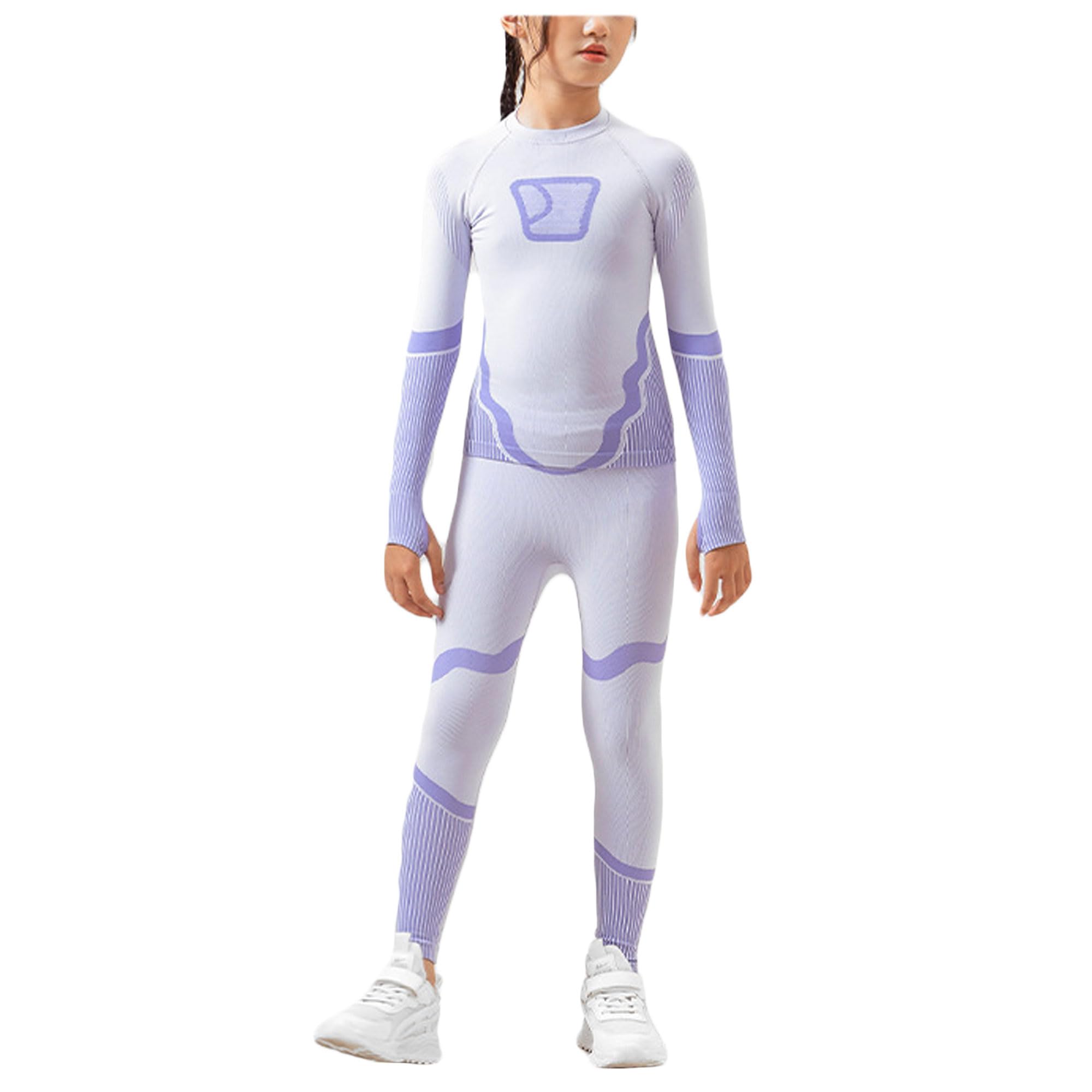 Bestgift Ropa interior térmica para niños y niñas, ropa interior deportiva de entrenamiento, traje de esquí de manga larga