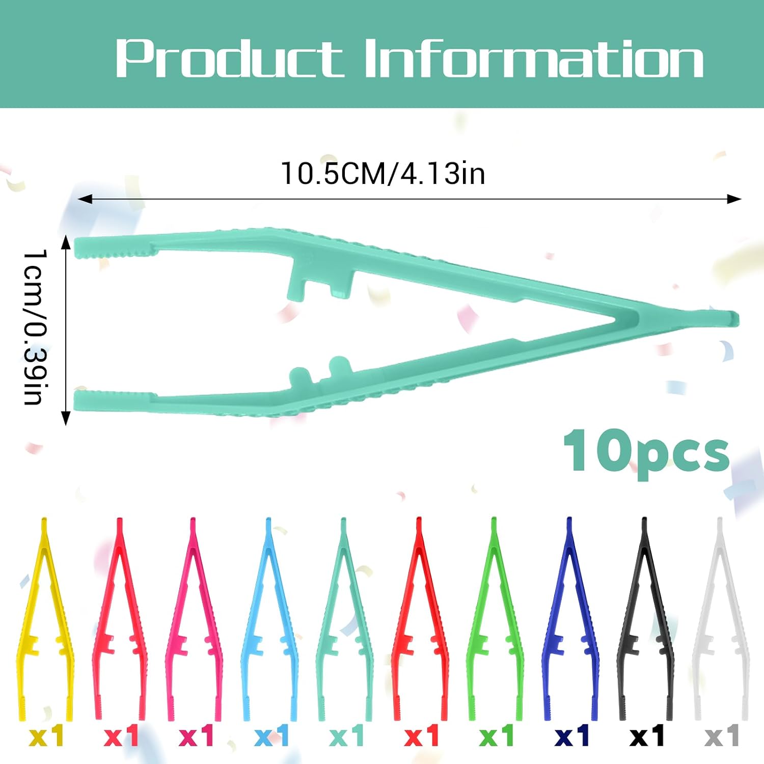 JJUNW 10PCS Plastic Craft Tweezers, PerlerTweezers, Multipurpose Bead Tweezer for DIY Craft Jewelry Making Family School Beading Project