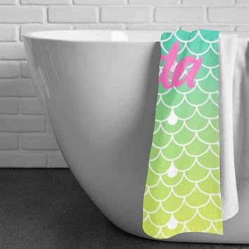 BUY JOY Mermaid Scales Beach Towels, Mermaid Personalized Beach Towels for Women Girl, Large Size Custom BathPool Towel with Name Text 3060 inches (Color 1)