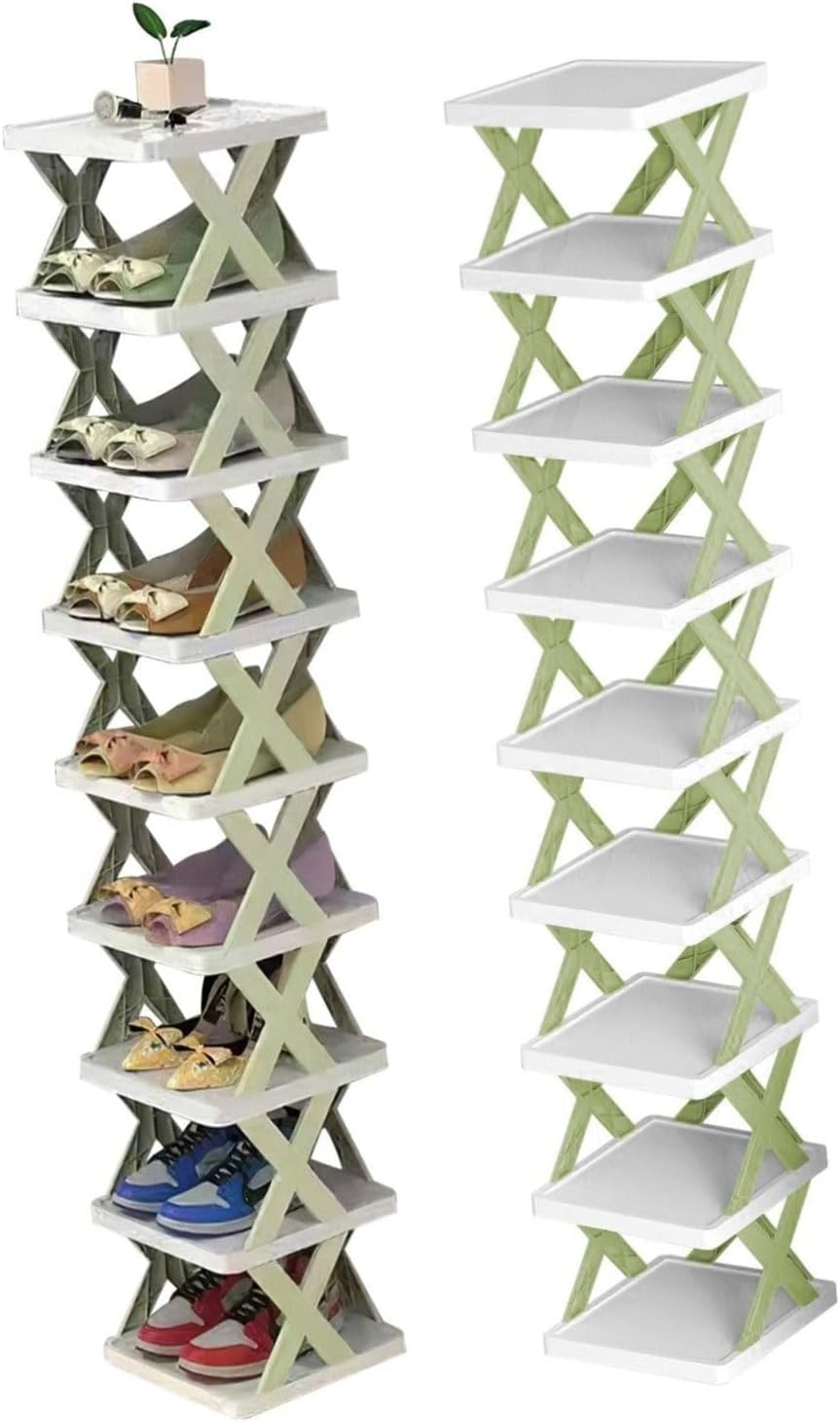 Shoe Rack Organizer Stackable Storage Shelf Space-Saving Freestanding Design Easy Assembly for Entryway Bedroom Home