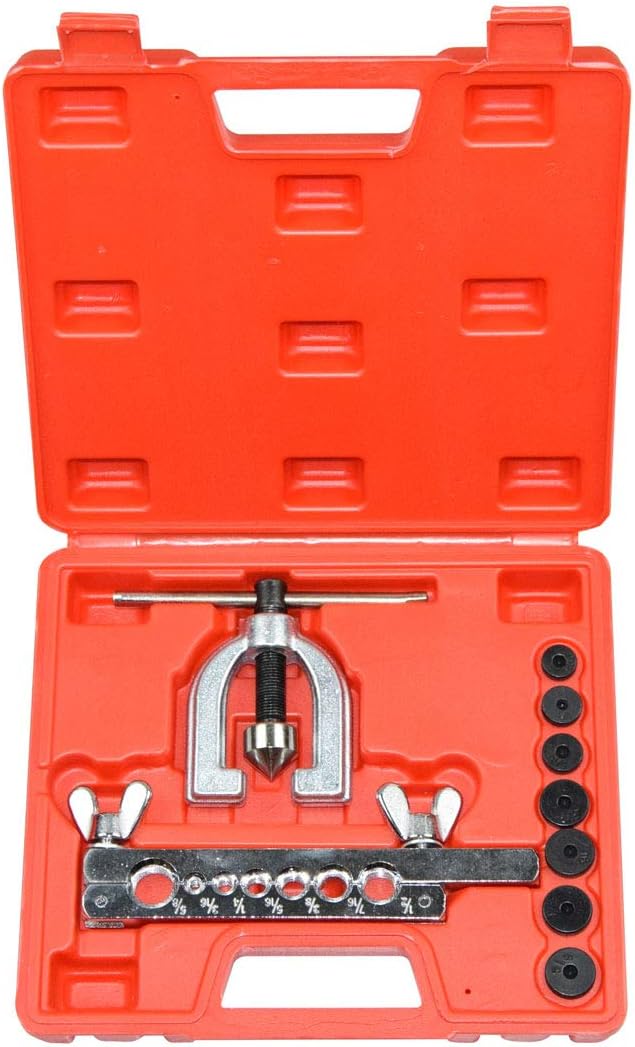 CNWOOAIVE Pipe Flaring Kit, Brake Pipe Flaring Tool Set 8pcs for Single Double Flares Copper