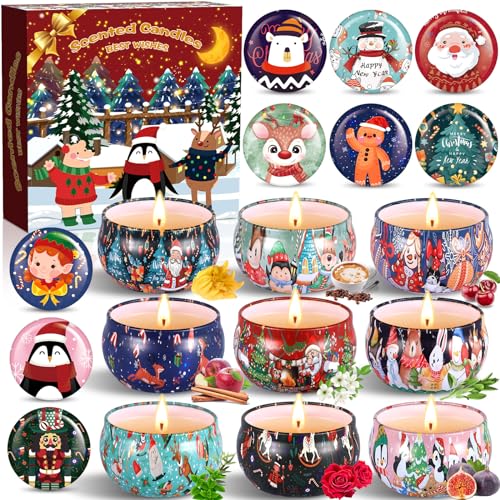 ZHHGOO Duftkerze Set,9 Stück Christmas Scented Candle Set,Natürliches Sojawachs Kerzen Set,Aromatherapie Kerzen Weihnachtskerzen-Set Aroma Kerzen für Stressabbau,Weihnachten,Geburtstag