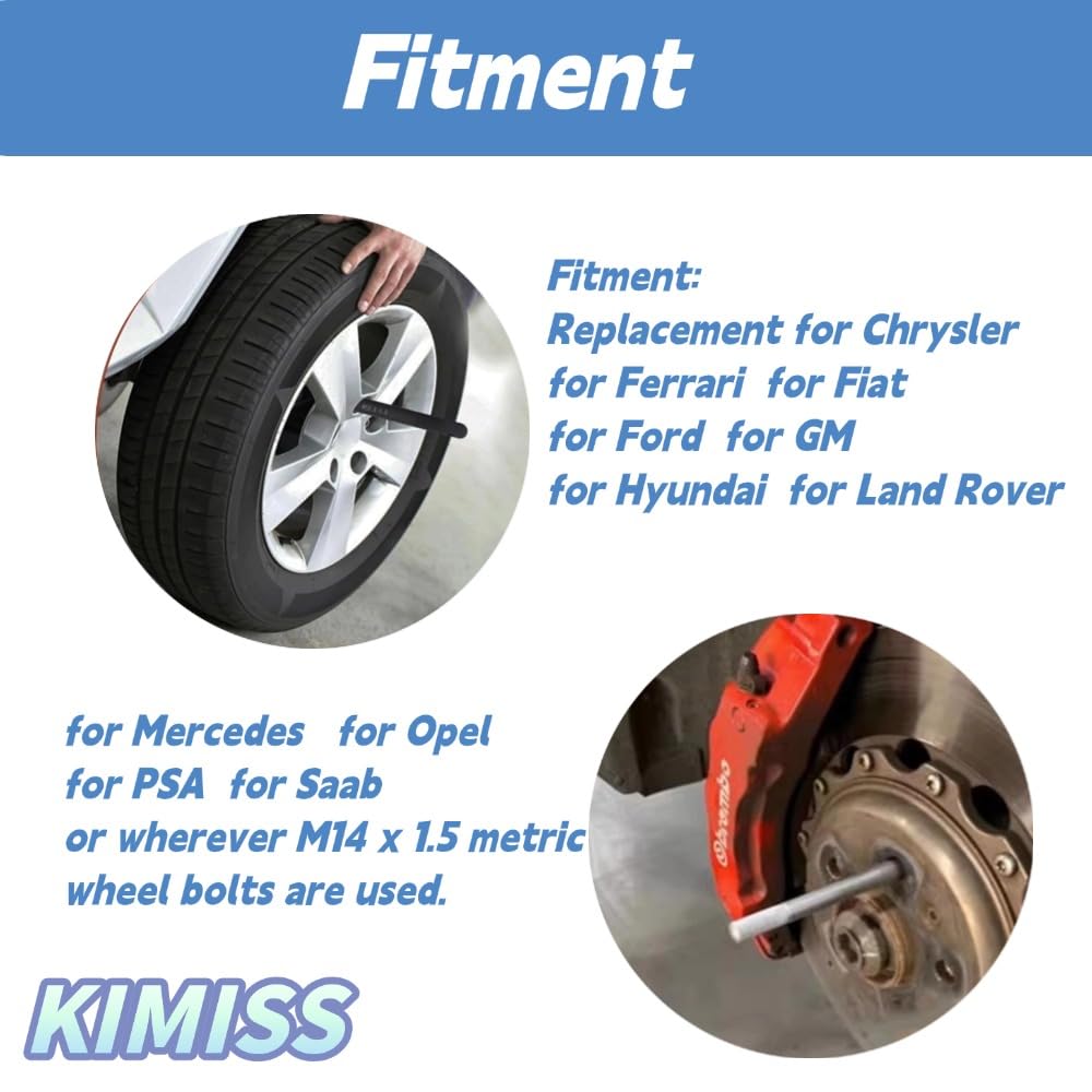 2pcs Strumento di Allineamento delle Ruote, KIMISS Perni di Allineamento dei Perni delle Ruote Guida di Montaggio delle Ruote M14 X 1,5 Strumento di Installazione dei Prigionieri delle Ruote in