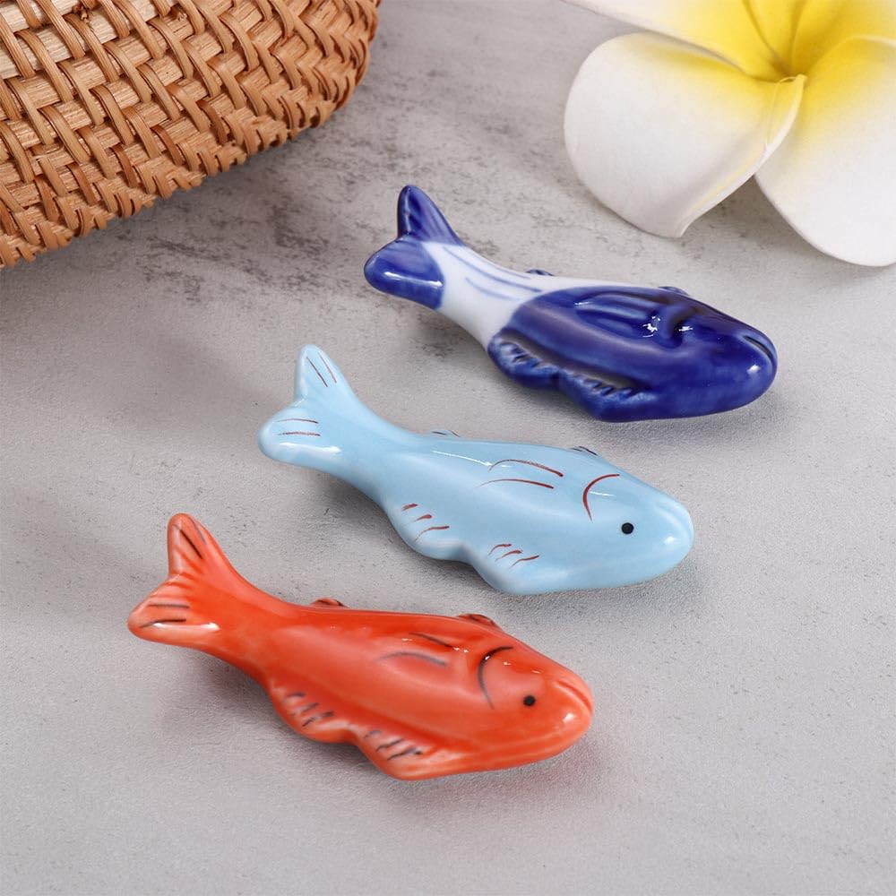 Leadigol 9PCS Fish Chopstick Rest, Ceramic Japanese Chopsticks Holder