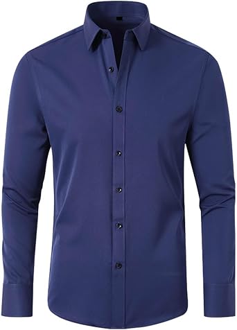 Big and Tall Shirts for Men Long Sleeve Solid Collar Dress Shirts Prom Party Button Down T Shirt Outdoor Clothing
