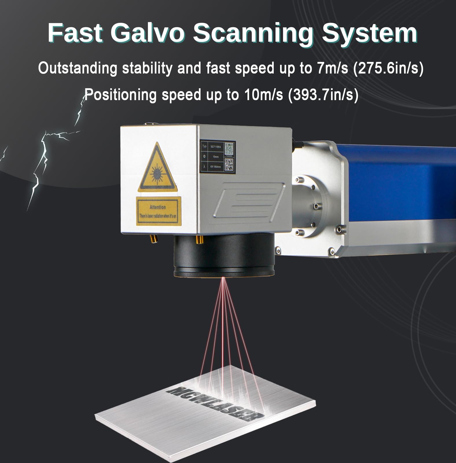 MCWlaser Máquina de grabado Raycus de fibra láser, 30 W, para máquina de marcado láser de metal, área de marcado 175 x 175 mm, con funda protectora