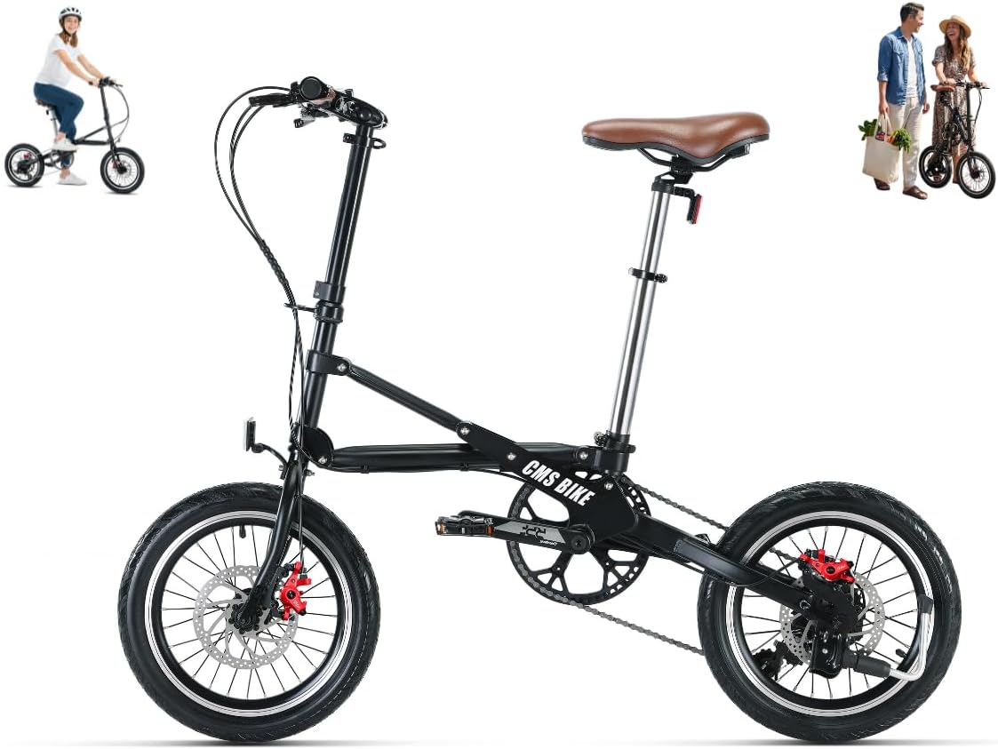 16 Inch Folding Bike for Adults, Lightweight 33lbs with 1-Second Quick Fold, 95% Pre-Assembled, 7-Speed Gear System, Space Saving Foldable Bicycle for Commuting