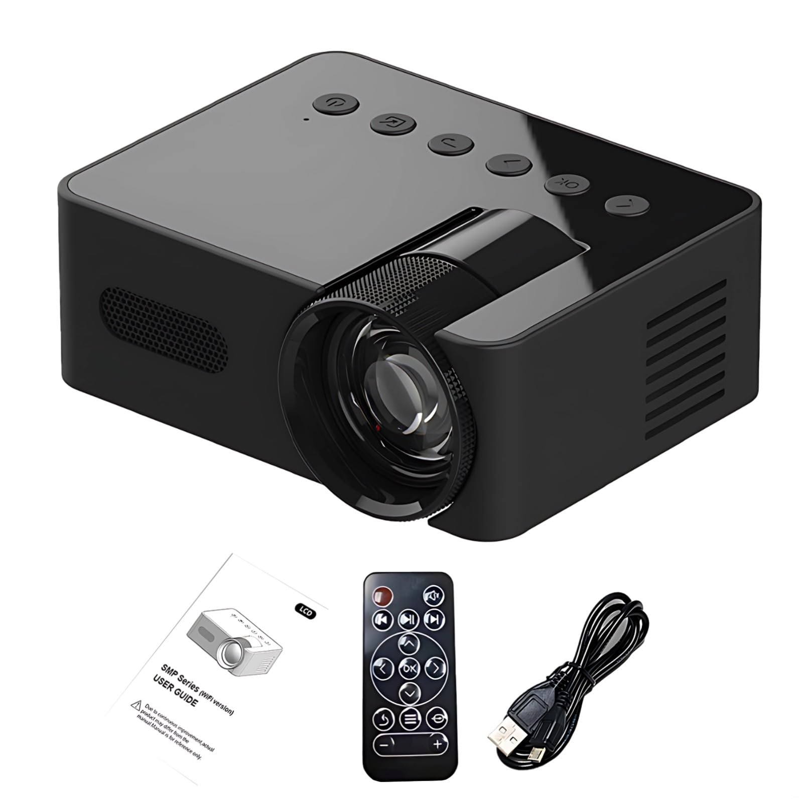 Ultra-Portable Mini Projector with WiFi 6 and Auto Keystone, Wireless Streaming, Size 1.6 X 3.1 X 4 in, Remote Included