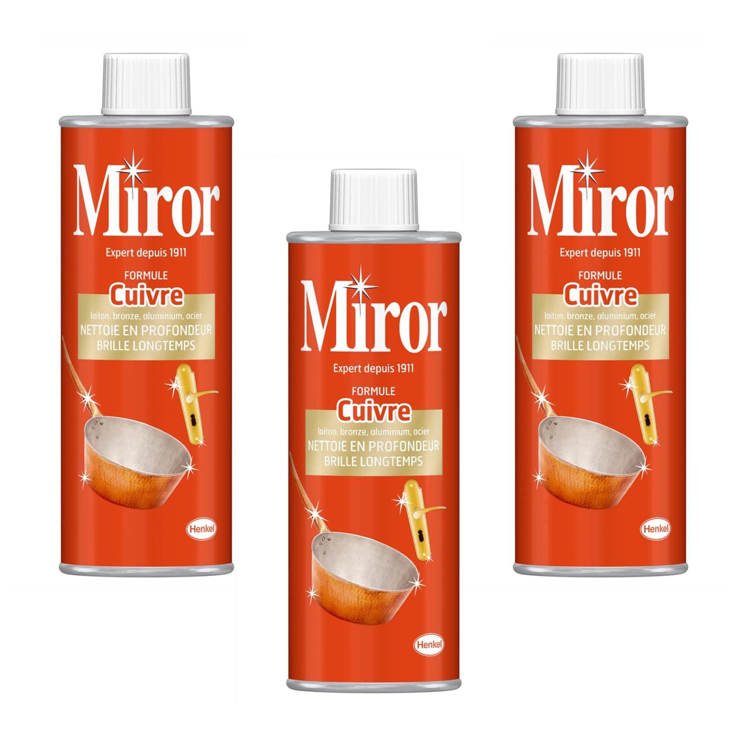 Miror Lot de 3 Nettoyants Métaux (250mL) – Formule Cuivre Nettoie Cuivre, Laiton, Bronze, Aluminium & Acier