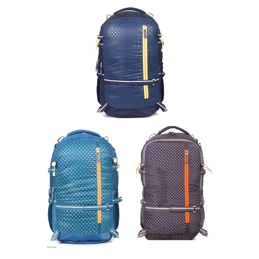 treggo 3-in-1 Outdoor Adventure Hiking Backpack Set, Navy Blue & Yellow Polka Dot Travel Daypacks, Multi-Compartment Design, Adjustable Straps, Lightweight & Durable for Hiking, Camping & Travel-picture-33