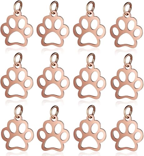 Miniatura 4 de Colgante de acero inoxidable con estampado de pata de perro, colgante de huella de animal, joyería para hacer joyas DIY, 10 Uds