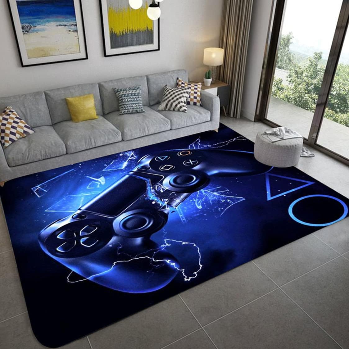 Gamer Controller Grandi Tappeti per Soggiorno Camera da Letto Bambini Gioco Crawl Mat Adolescente Ragazzo Graffiti Console di Gioco Tappetini Tappetino Antiscivolo Zerbini (80x120)