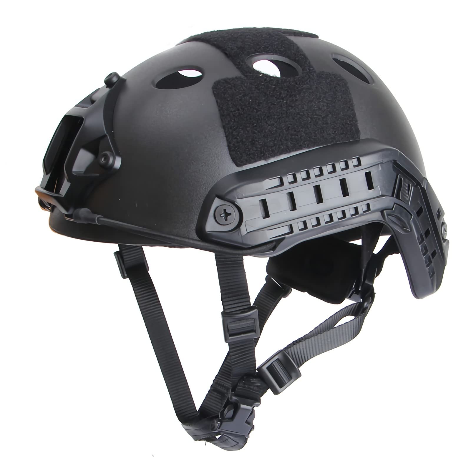 PJ Type Tactical Paintball Airsoft Fast Helmet Protective Gear, Multifunctional Protective NVG Mount for Multicam Military Sports Hunting Shooting - Black