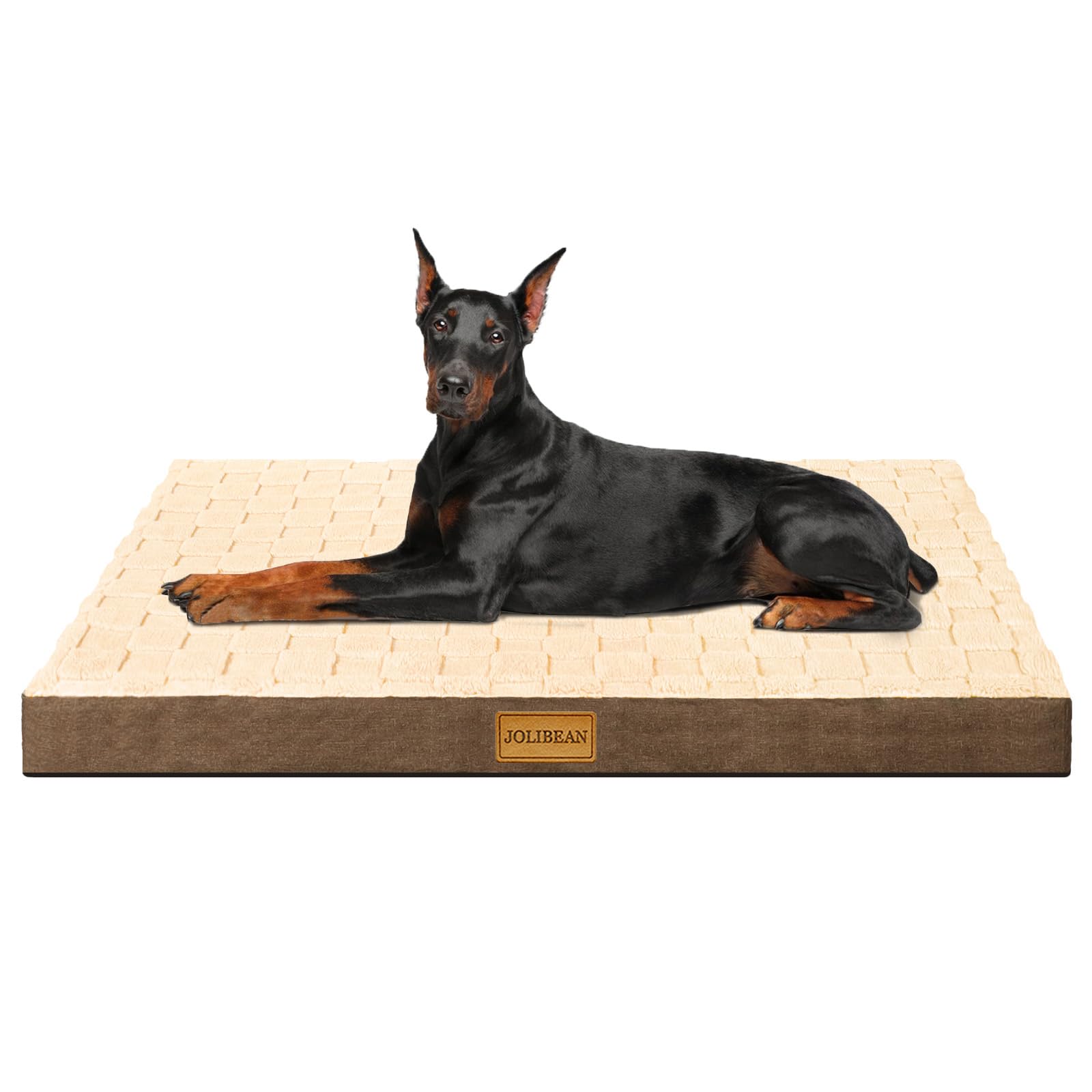 Jolibean Orthopedic Jumbo Dog Bed for Extra Large Dogs 142X102cm, Waterproof Soft Warm Comfortable Egg Crate Foam Jumbo Pet Beds Mat with Removable Washable Cover and Nonskid Bottom, Brown